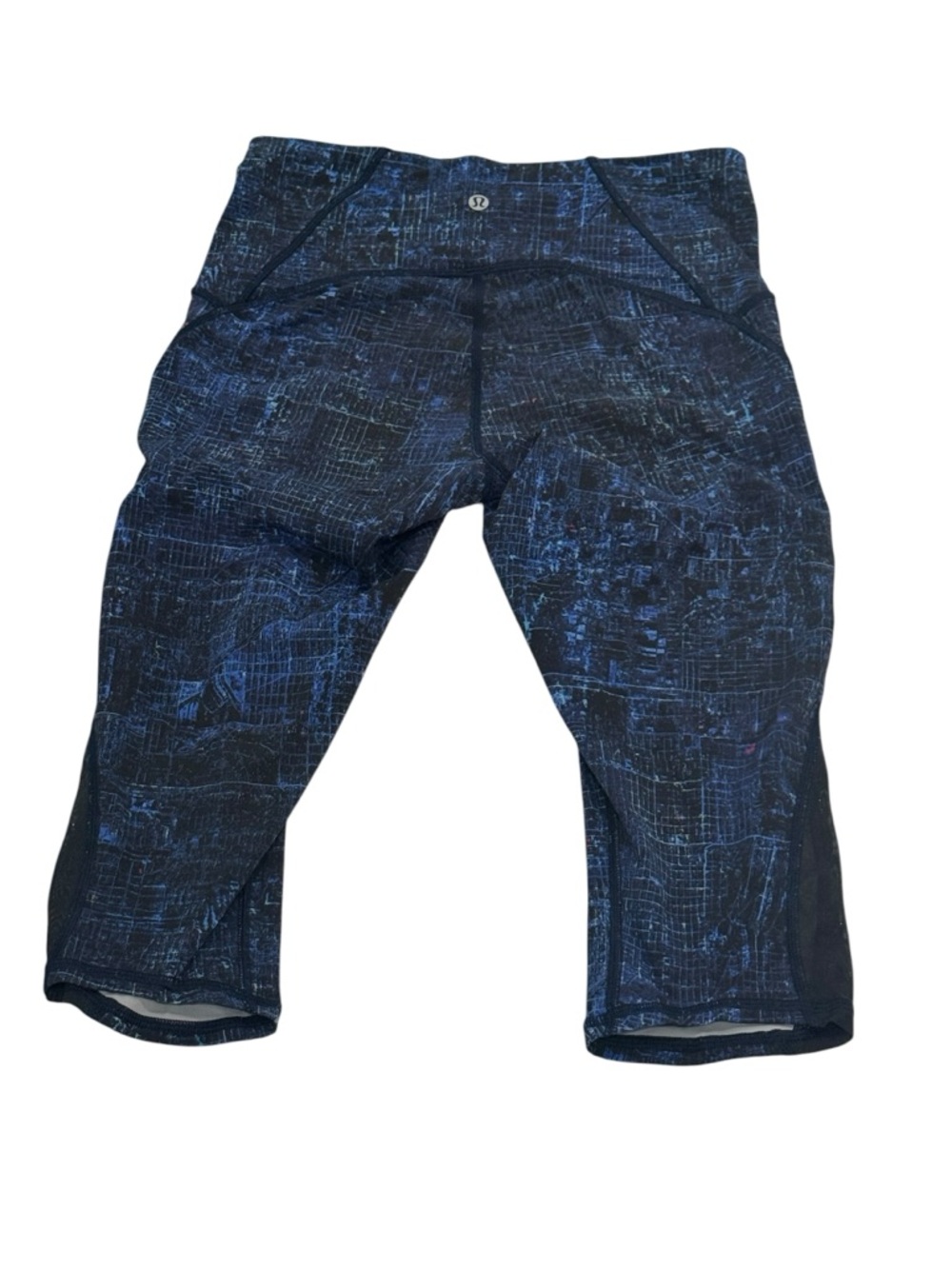 Lululemon Fast & Free Crop II Nulux City Lights Black & Blue 16” inseam